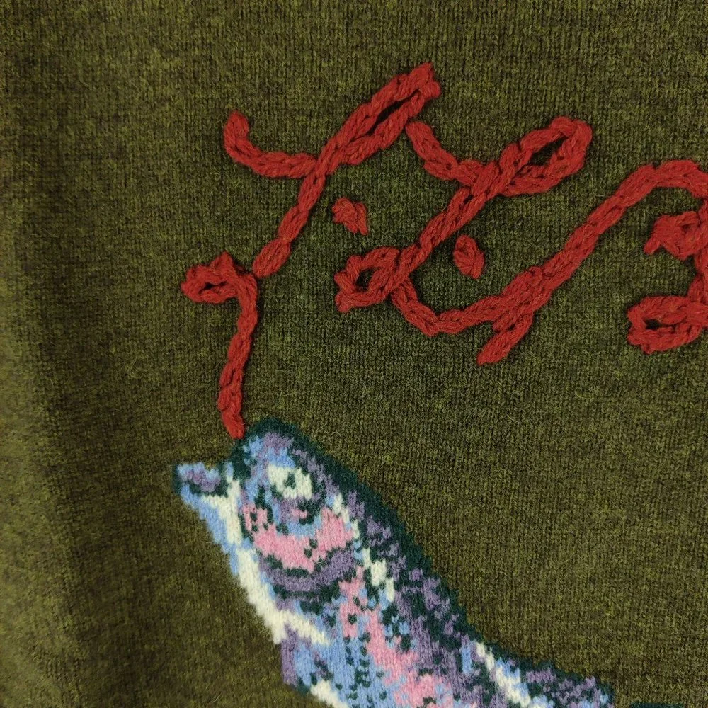 NWT LL Bean x Todd Snyder Trout Fish Wool Sweater Mens Medium - Picture 3 of 8